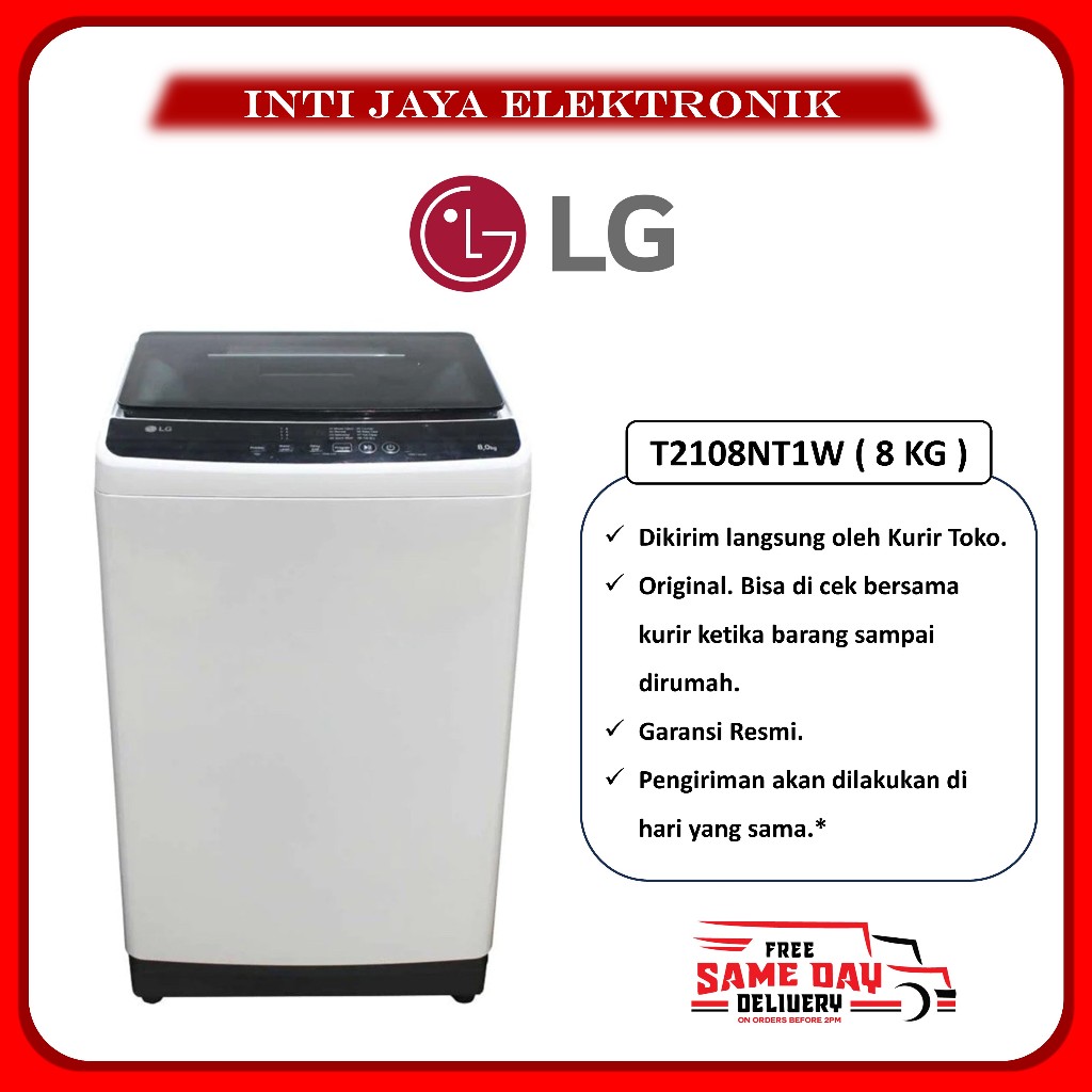 MESIN CUCI LG TOP LOADING 8 KG - T2108N1W SATU 1 TABUNG 8KG LG