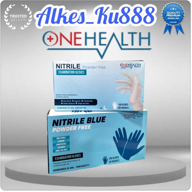SARUNG TANGAN ONEHEALTH NITRILE BLUE POWDER FREE BOX