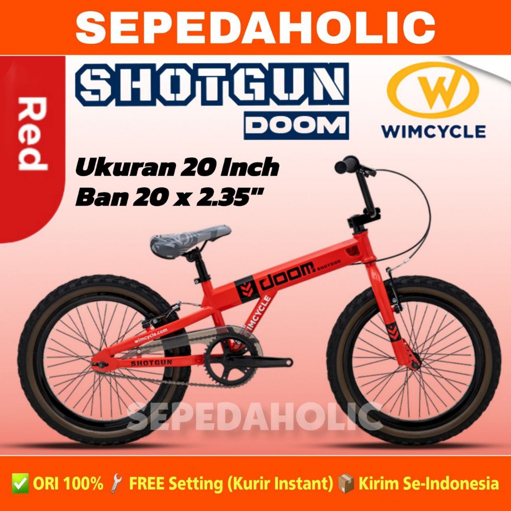 Sepeda Anak Laki BMX WIMCYCLE SHOTGUN DOOM Ukuran 20 Inch Usia 8-12 Tahun