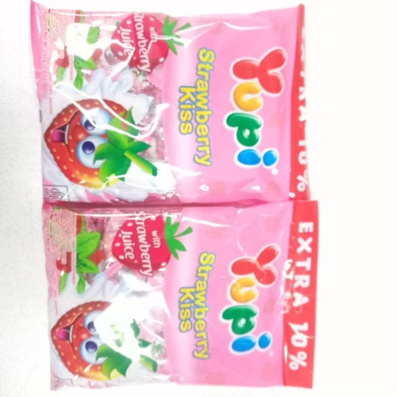 

Yupi strawberry kiss rasa strawberry juice 120gr