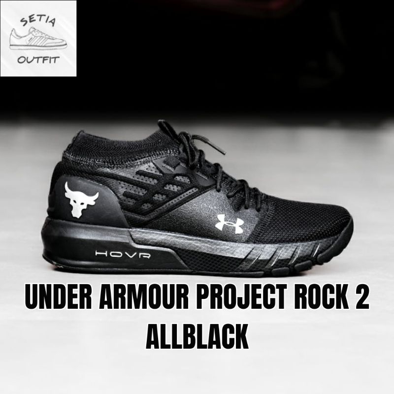 Sepatu Under Armour Project Rock 2 Allblack