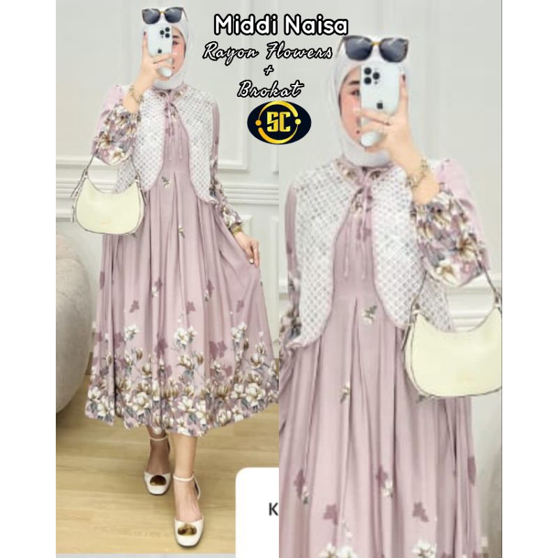 DRESS NAISA SANIA KOMBINASI ROMPI BROKAT MODEL TERBARU SUPER MEWAH TERLARIS BEST SELLER/DRESS WANITA