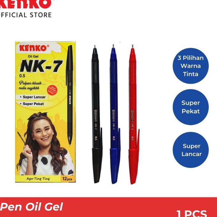 

HEMAT Pulpen Kenko Oil Gel NK75mm 1pak12pcs