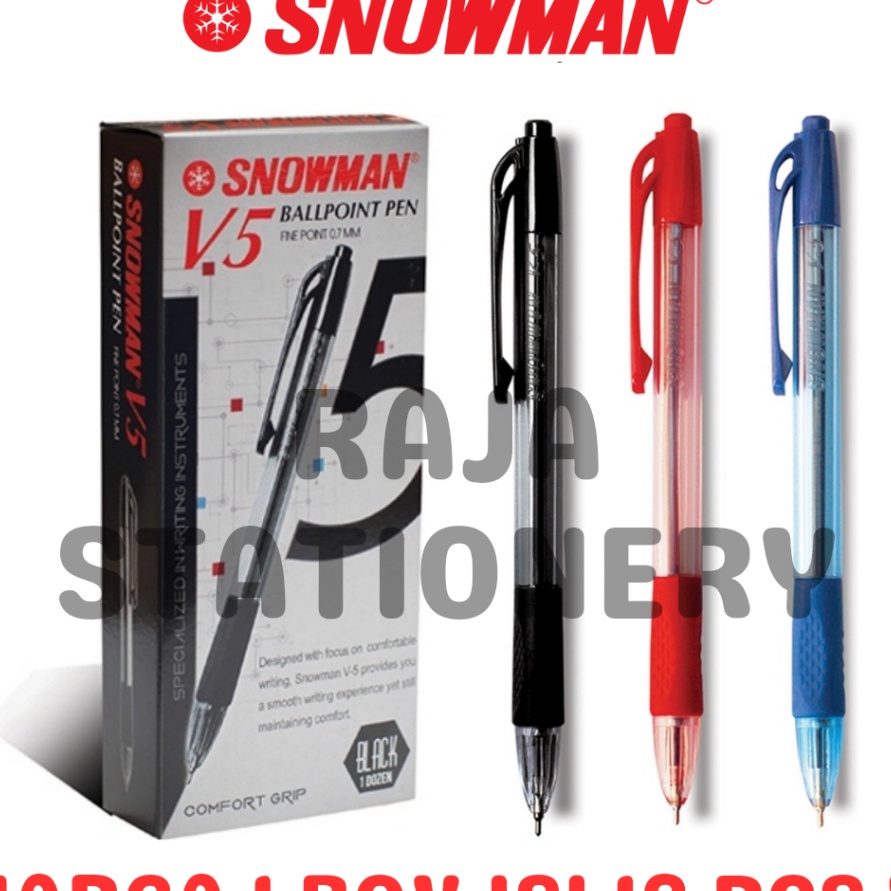 

NEW PRODUK SNOWMAN BALL PEN CLICKER BLACK BLUE RED PENA PULPEN CETEK SNOWMAN V5 HITAM BIRU MERAH LUSIN 12PCS