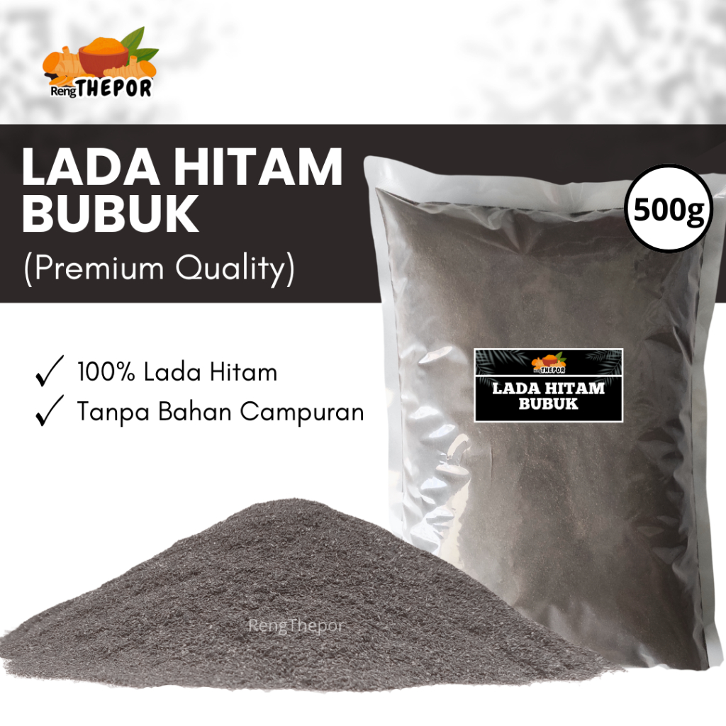 

RengThepor - Lada Hitam Bubuk Murni Bumbu Dapur Merica Bubuk Black Pepper 500g