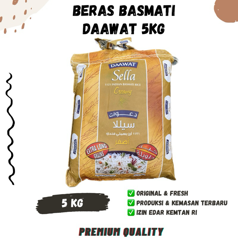 

BERAS BASMATI SELLA 5kg Indian Rice Creamy Rendah glikemik Kalori Bhasmati Masakan Arab Finest Aroma