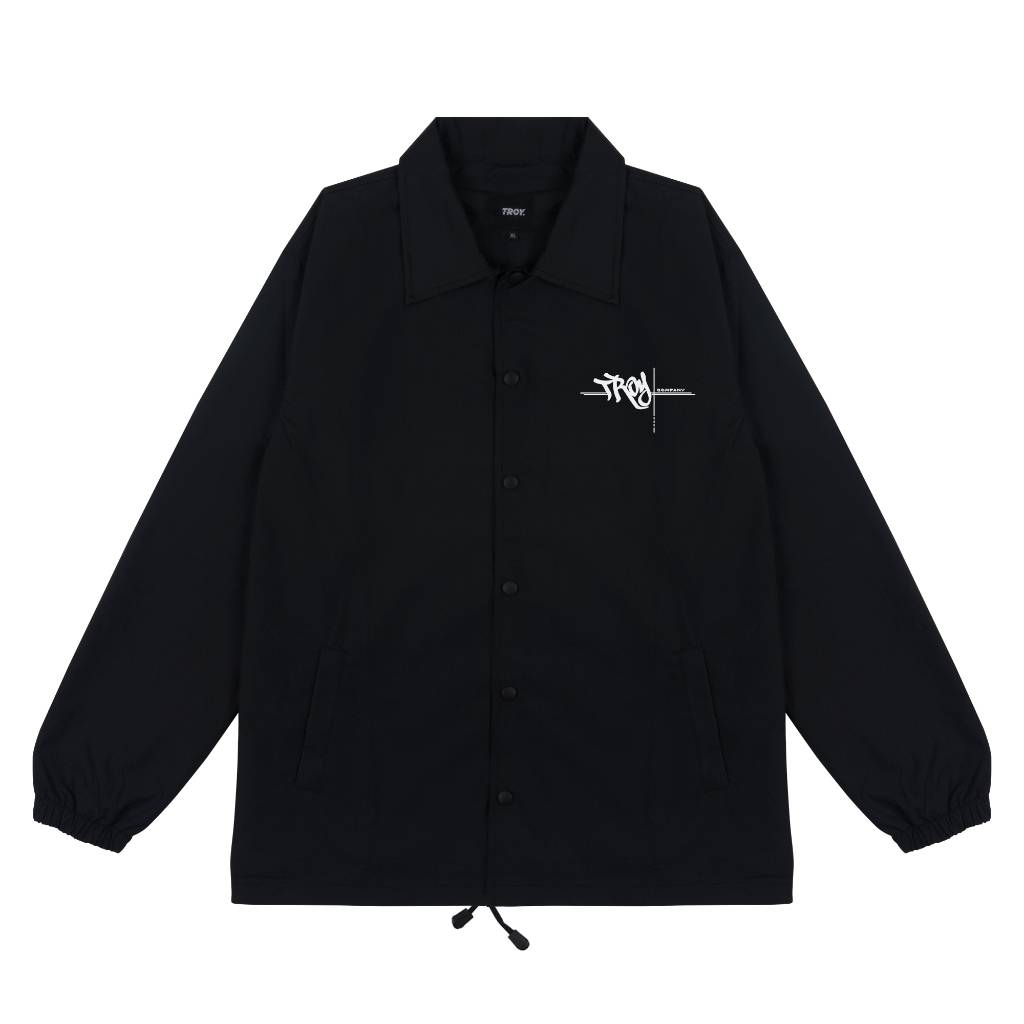 Troy Company Coach Jacket Black EKG - Jaket Windbreaker Hitam WNN 2712