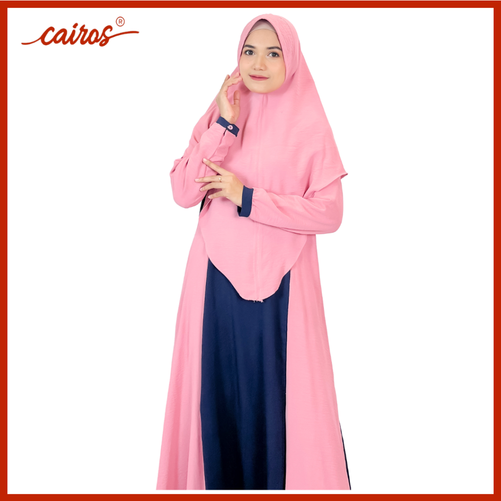Aliyah Gamis Polos One Set Khimar Syari Hijab Muslimah Warna Pink Salem Bahan Airflow Merk Simpleyou
