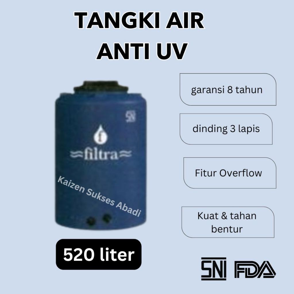 tandon tangki toren air plastik jerapah filtra 520 500 liter anti lumut awet berkualitas penguin tah