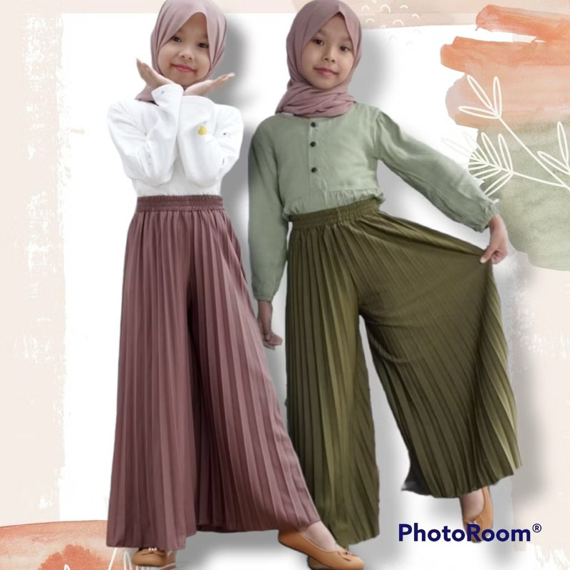 CELANA KULOT PLISKET ANAK PEREMPUAN BAHAN PREMIUM USIA 5-12 TAHUN