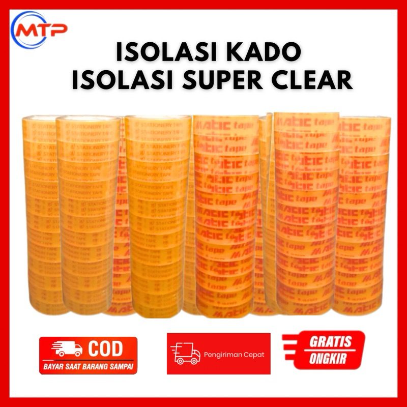 

ISOLASI SUPER CLEAR TAPE MATIC SLOP / STATIONERY TAPE / ISOLASI KADO