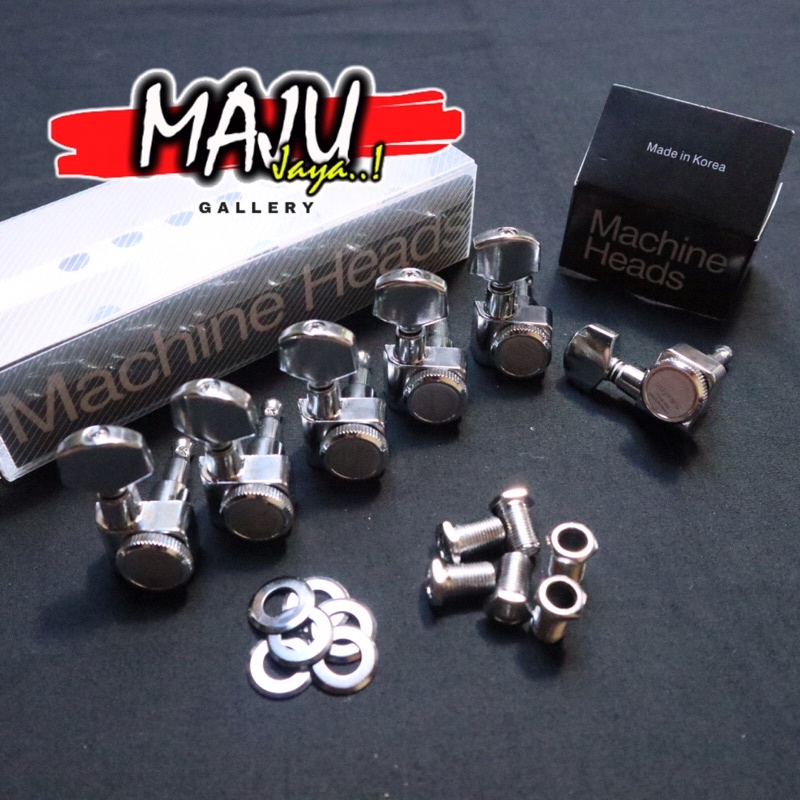 dryer drayer tuning machine head pegs screwless locking pengunci gitar elektrik 6R inline