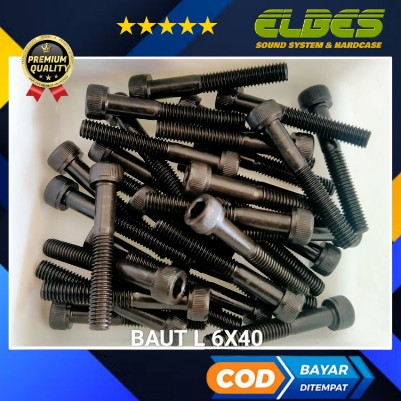 BAUT L 6X40 Baut Speaker hitam baut M6