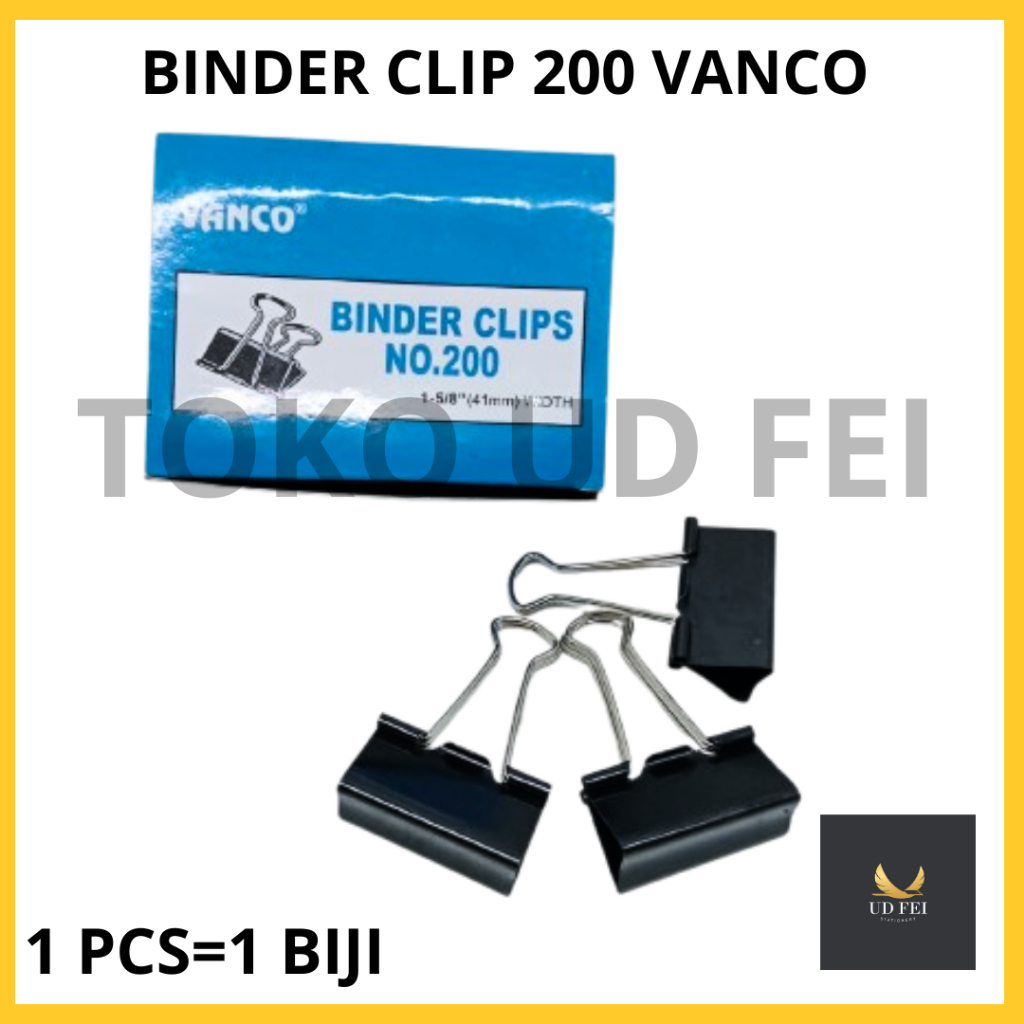 

(1 PCS=1BIJI) Binder clip vanco/ binder clip isi 200/ Binder clip 200/ Clip paper 200/ klip kertas 200