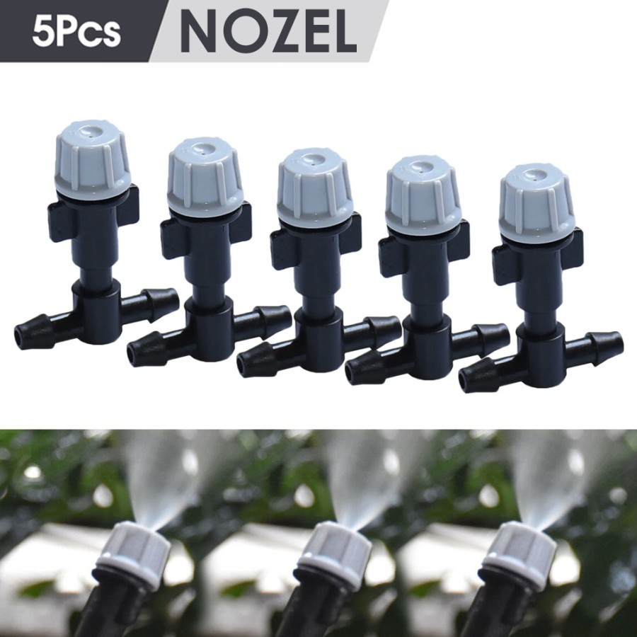 Paket Nozzle Fogger Misting 5 titik lengkap tee konektor Selang PE 7mm