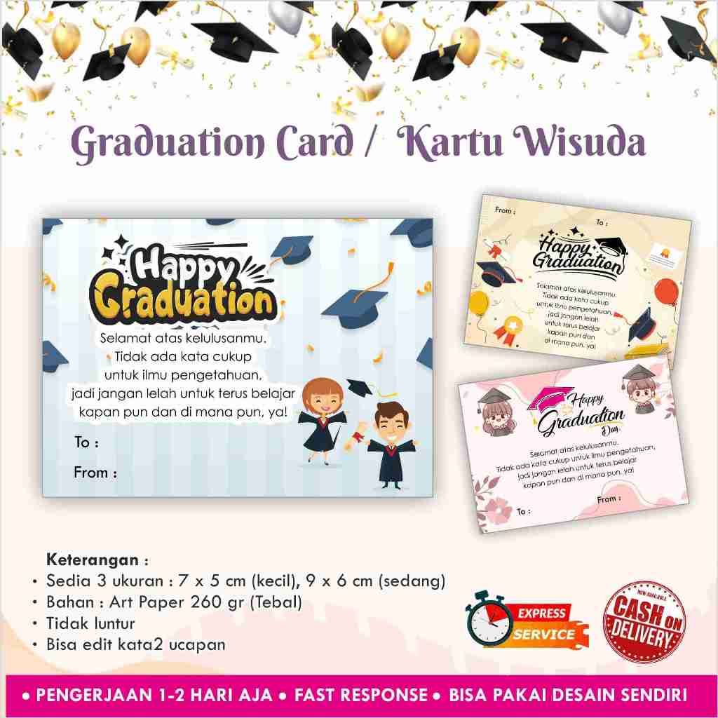 

[40 pcs ] GRADUATION CARD Versi 2 / KARTU UCAPAN WISUDA / SELAMAT WISUDA