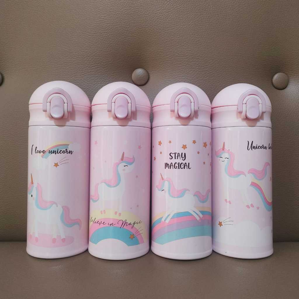 Termos Teguk Botol Minum Unicorn Pink 350ml
