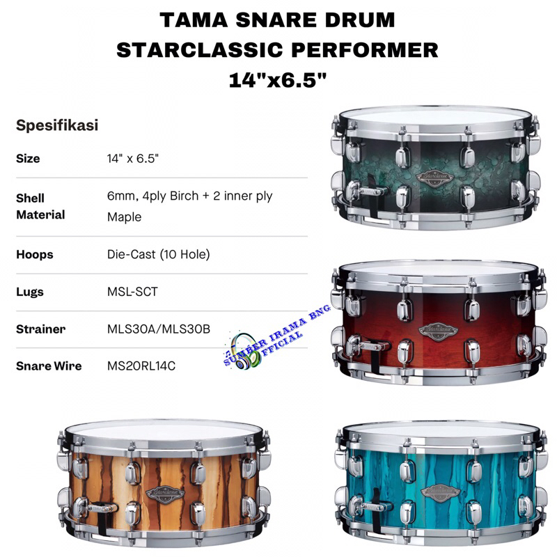 TAMA STARCLASSIC PERFORMER SNARE DRUM 14"x6.5"