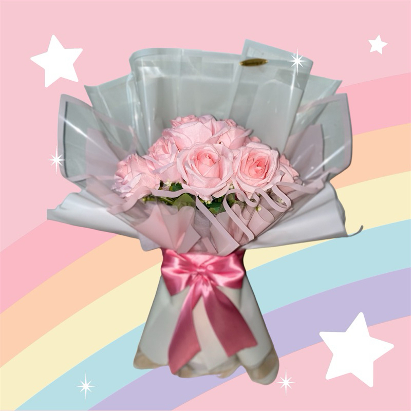[LARGE L] Buket bunga pink wisuda | buket bunga kawat bulu aesthetic | Bisa Custom | Bouquet bunga p