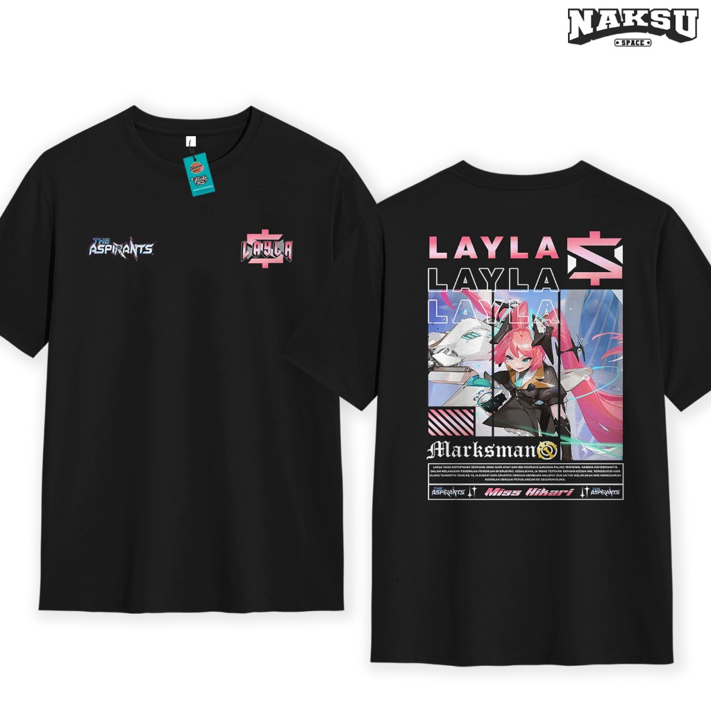 KAOS MOBILE LEGENDS SKIN LAYLA THE ASPIRANTS MISS HIKARI UNISEX BAJU DISTRO MOBA KATUN COMBED 30S