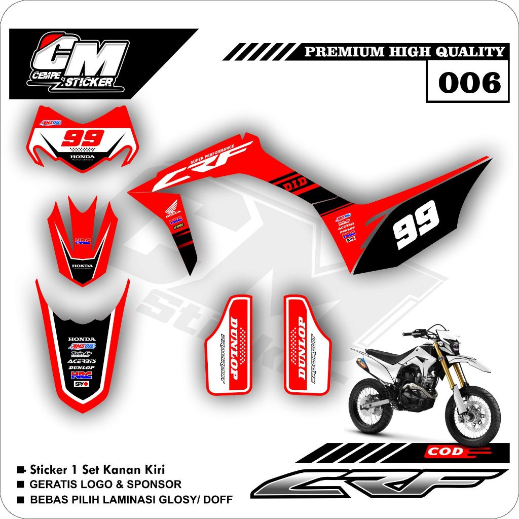 Stiker Lis Variasi CRF 150 L Decal Striping Standar CRF 150 L Premium Racing CM06