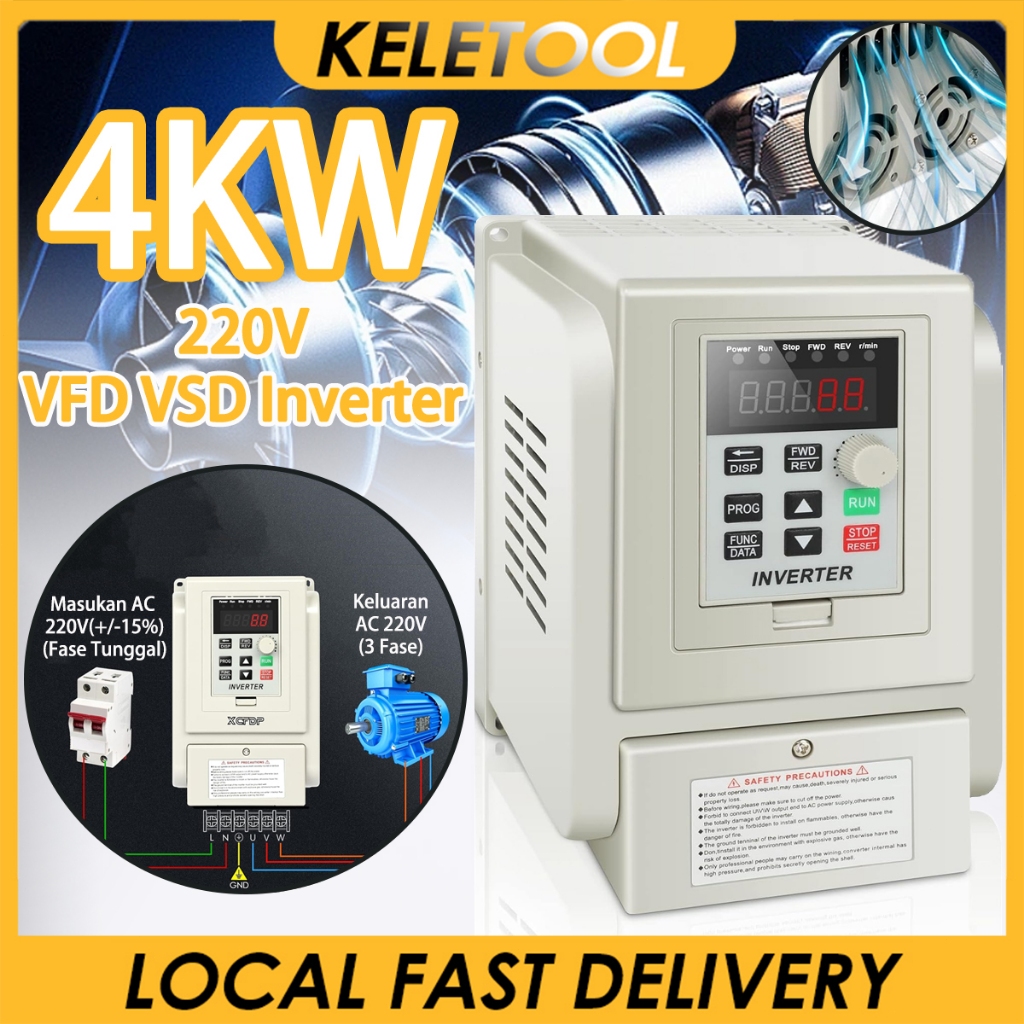 220V 4KW VFD VSD Inverter Frekuensi Variabel Converter Alat Pengatur Kecepatan Pengatur Inverter