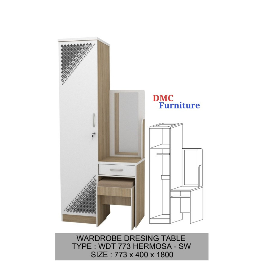 Lemari Baju 1 Pintu Lemari rias / Meja rias