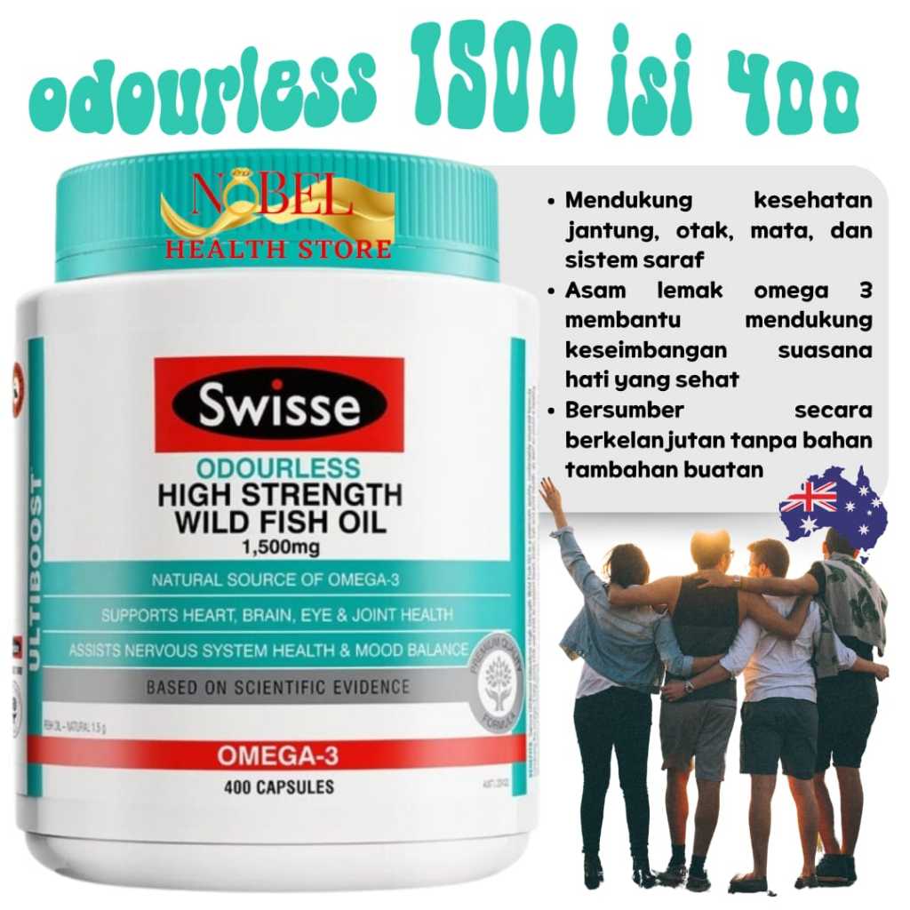 Swisse Odourless High Strength Wild Fish Oil 1500mg 400 Kapsul