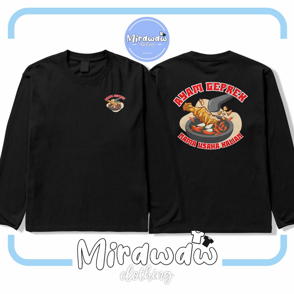 Kaos Makanan Ayam Geprek Gratis Nama Kamu Lengan Panjang Baju Distro