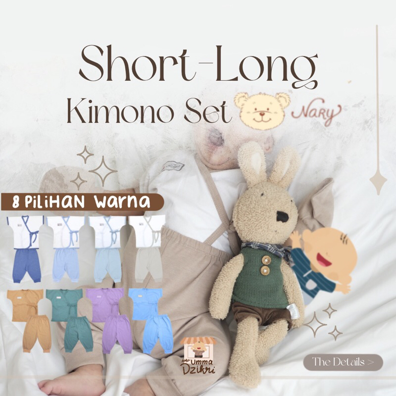 Nary Baby Setelan Long Kimono Set Pendek Panjang Bayi - Lengan Pendek Celana Panjang Bahan Kaos Nyam