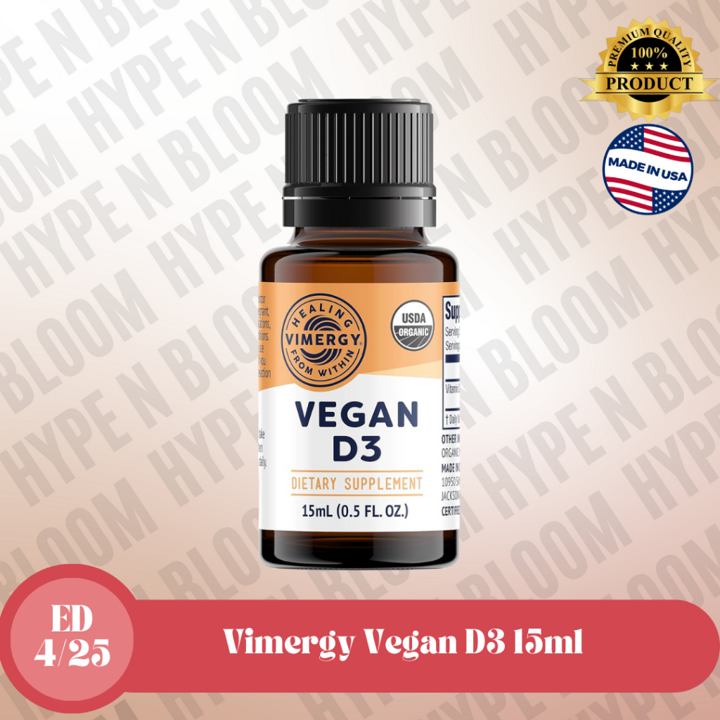 Vimergy Organic Vegan D3 1000mg 25mcg bone health immune 1000 mg cair 25 mcg liquid