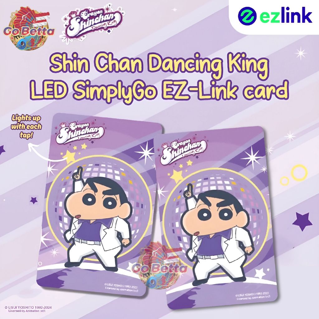 🇮🇩 (Ready stock) RARE Shin Chan Dancing King LED SimplyGo EZ-Link card ShinChan Ezlink Card SMRT Car
