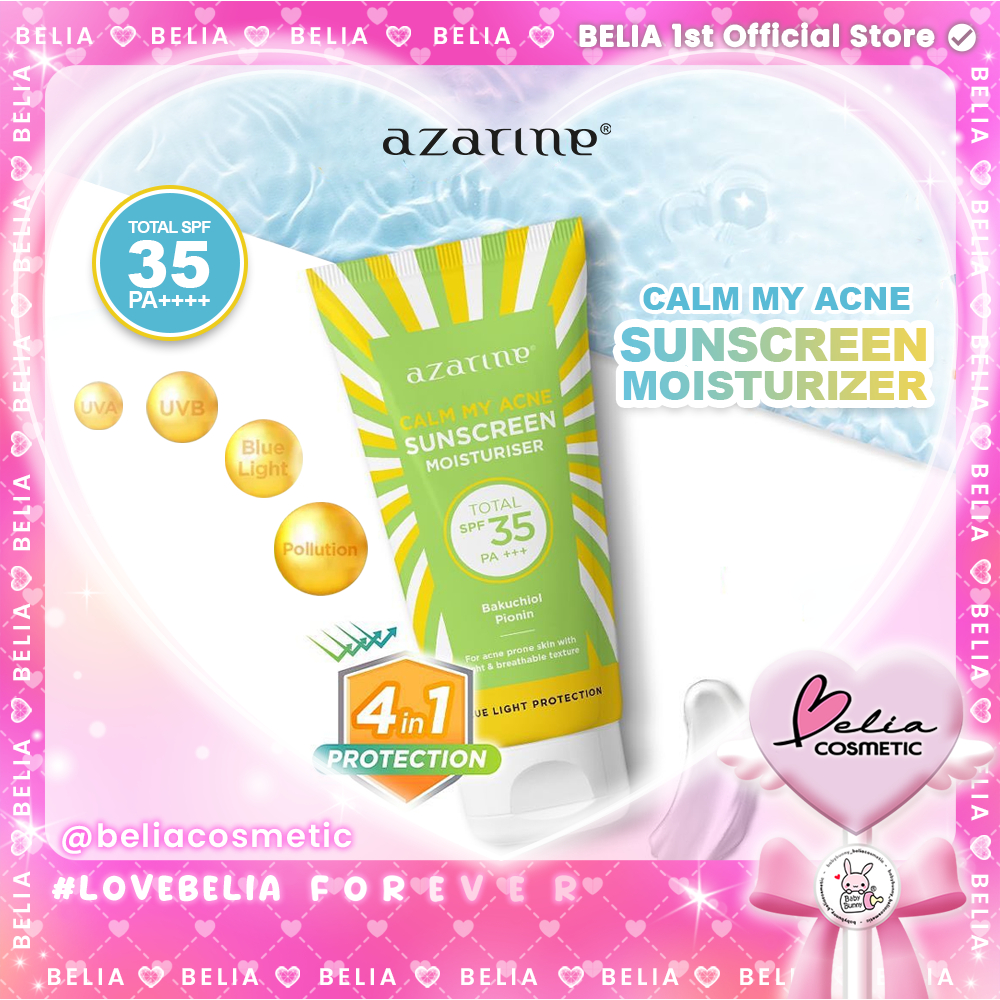 ❤ BELIA ❤ AZARINE Calm My Acne Sunscreen Moisturiser SPF35 PA+++ 40ml | SS Gel Untuk Kulit Berminyak