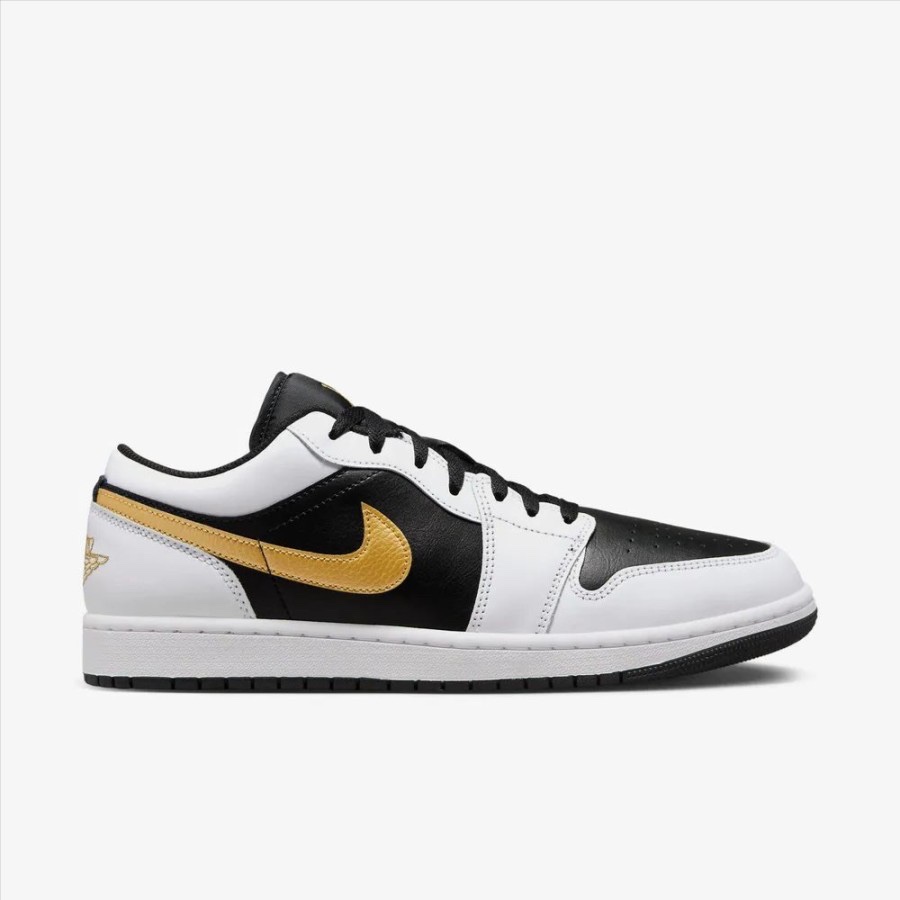 Nike Air Jordan 1 Low White Black Metallic Gold Original Resmi
