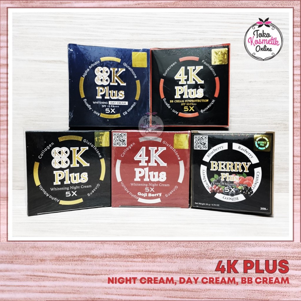 4K PLUS WHITENING NIGHT CREAM | 4K PLUS BB CREAM ( COLLAGEN, GLUTATHIONE, GINSENG, ALPHA ARBUTIN )