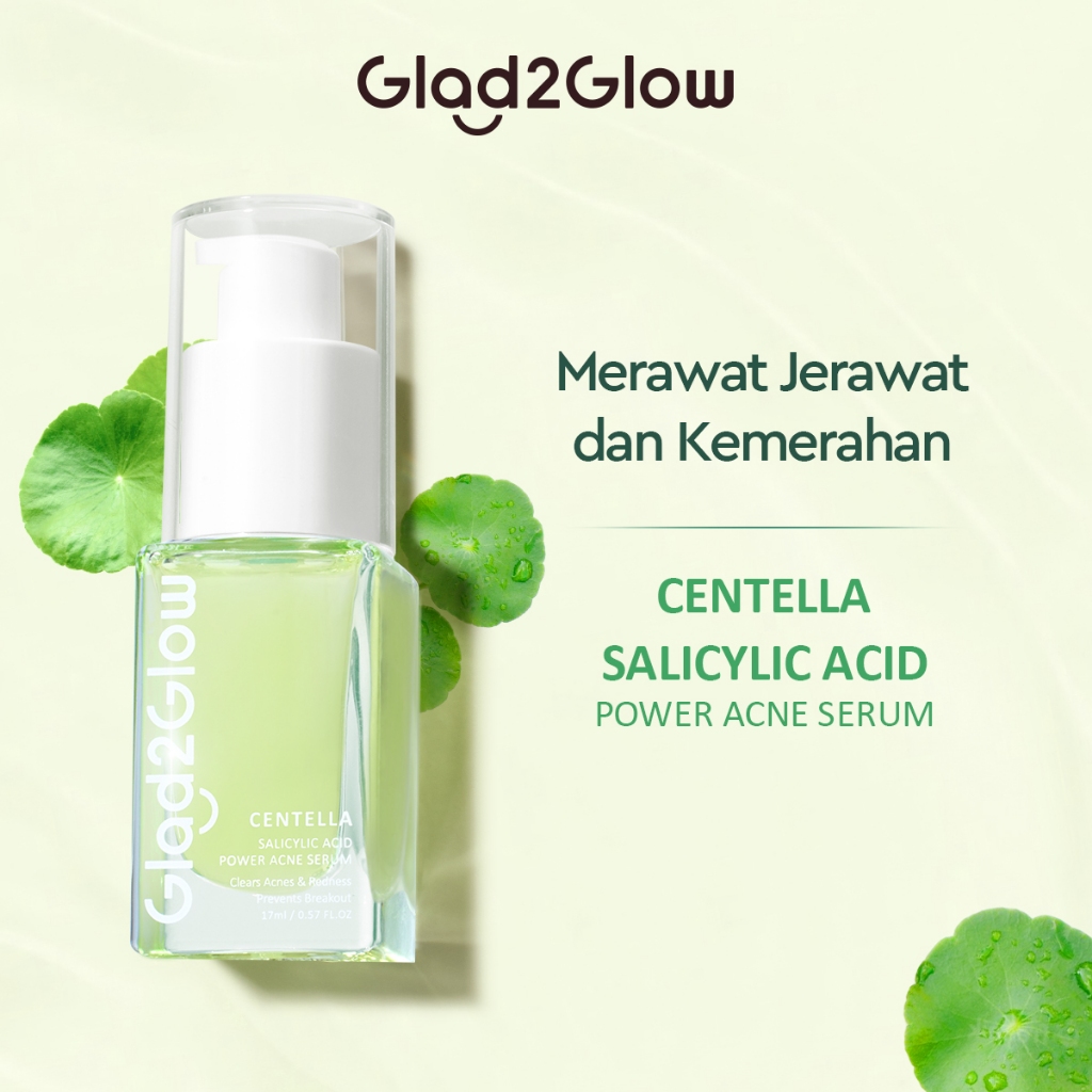 Glad2Glow Centella Salicylic Acid Acne Serum Wajah 17ml | Obat Jerawat untuk Merawat dan Mencegah Pe