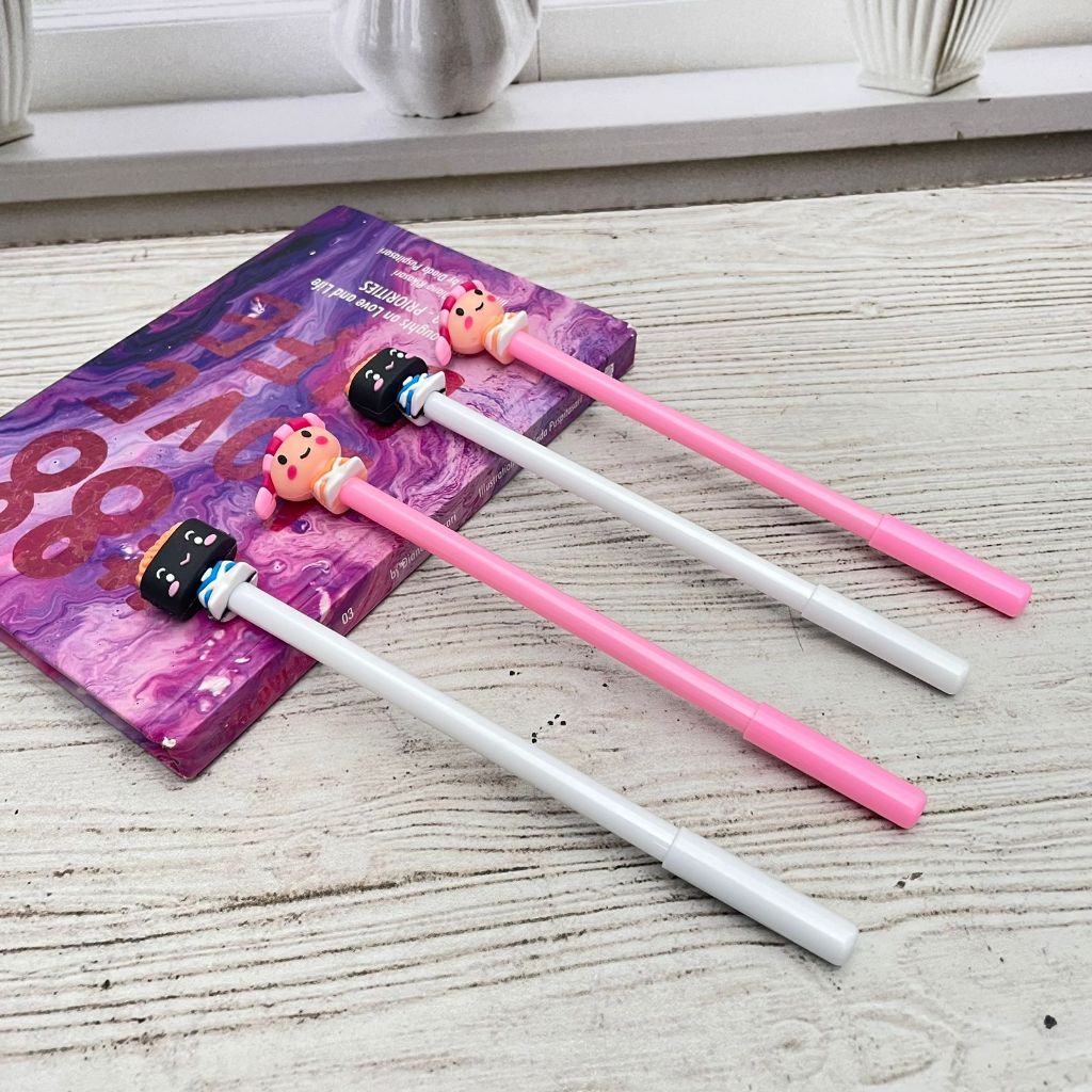 PULPEN GEL KEPALA MELODY pena lucu tinta hitam bisa COD pen imut keren pulpen unik atk kebutuhan ana