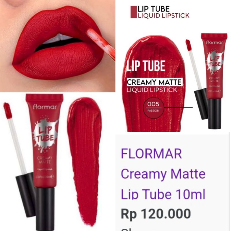 Lipstick Flormar Lip Tube Creamy Matte Liquid  Lipstick 005 Passion