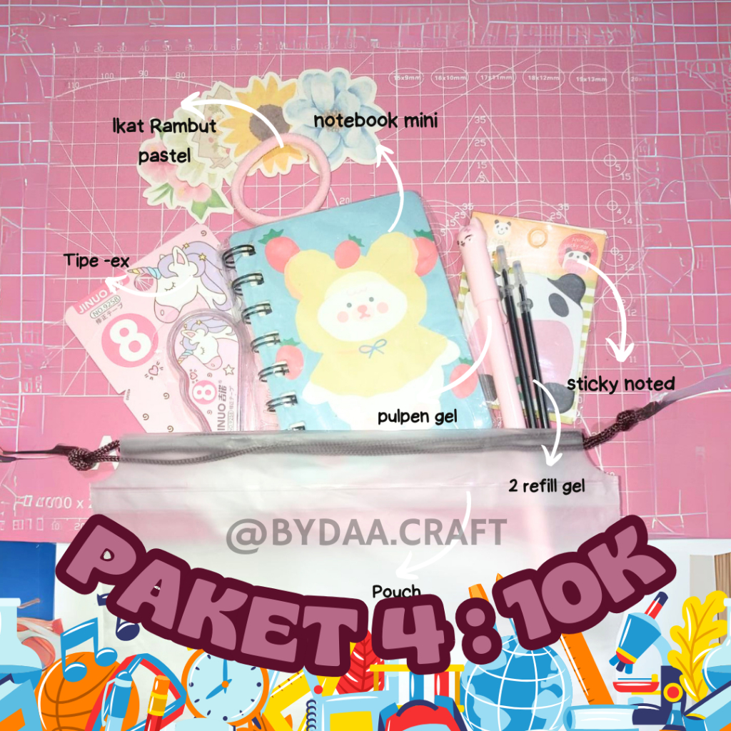 

Bydaa.craft - PAKET 4- SET ALAT TULIS SERBA 10RB / STATIONERY UNTUK HADIAH / HAMPERS KADO GIFT UNTUK LEBARAN / HAMPERS