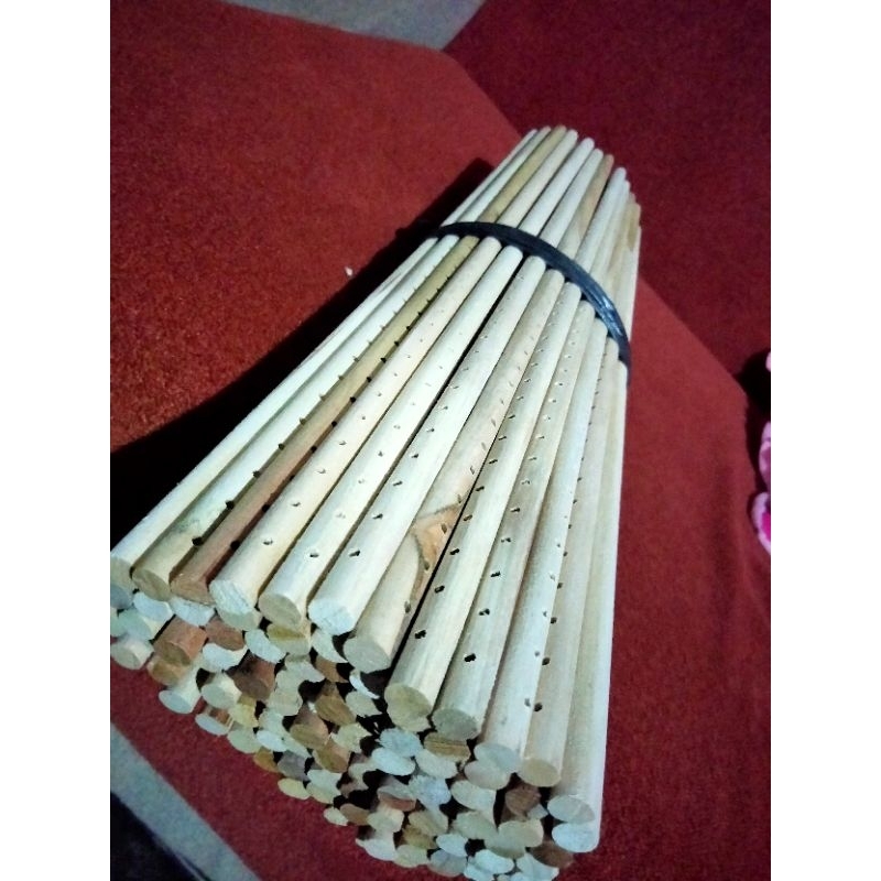 Sabuk sangkar burung 100pcs panjang 45cm bahan kayu jati lubang bor 3mm