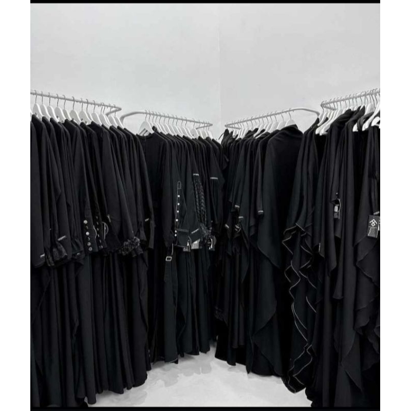 Abaya set Khimar Saudia abaya jetblack premium
