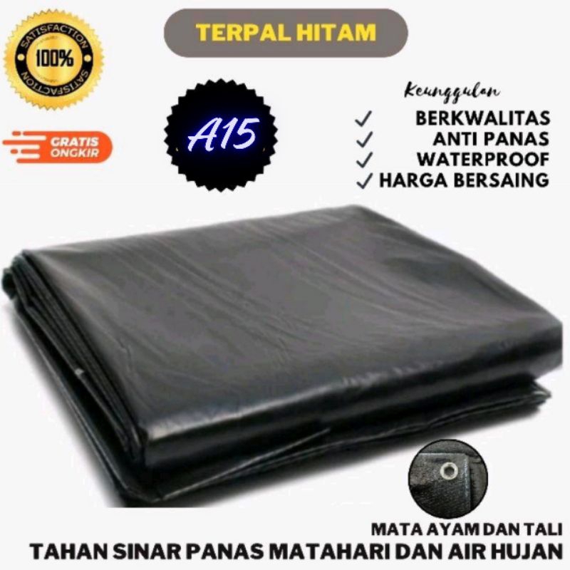 Terpal A15 hitam ukuran 4x6 waterproof