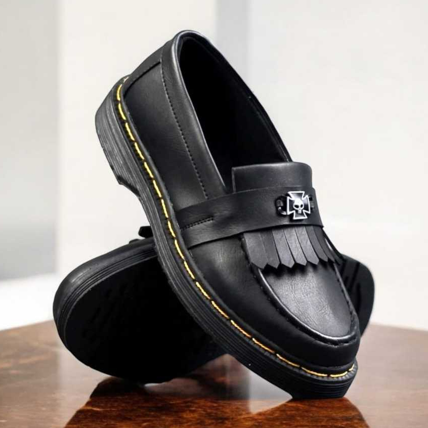 Sepatu Pantofel Loafers Dogmart Formal Hitam Pria Kulit PU Slip On Penny Lovers Pria Casual Sintetic