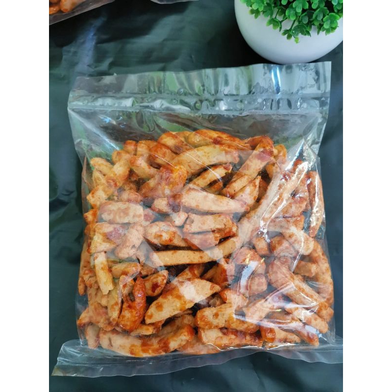 

Rocket Snack // Keripik Basreng Stick Balado Pedas Manis Daun Jeruk Saus Sanjai 500 gram.