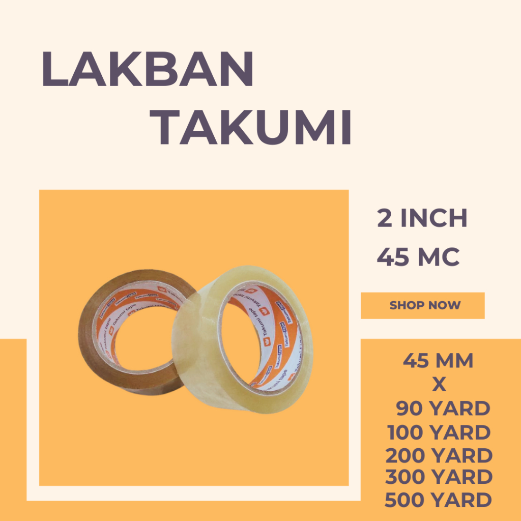 

LAKBAN 2INCH 45MM 45MC LAKBAN BENING COKLAT 1PCS 2 INCH 45 MM 90YARD 100YARD 200YARD 300YARD 500YARD (1PCS)