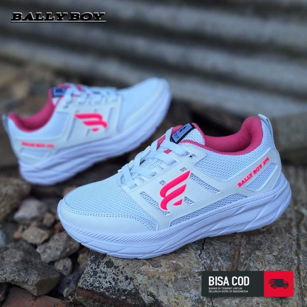 TERBARU Sepatu Ballyboy Wanita Casual Santai Runing Sport Sepatu Putih Pink Cewek