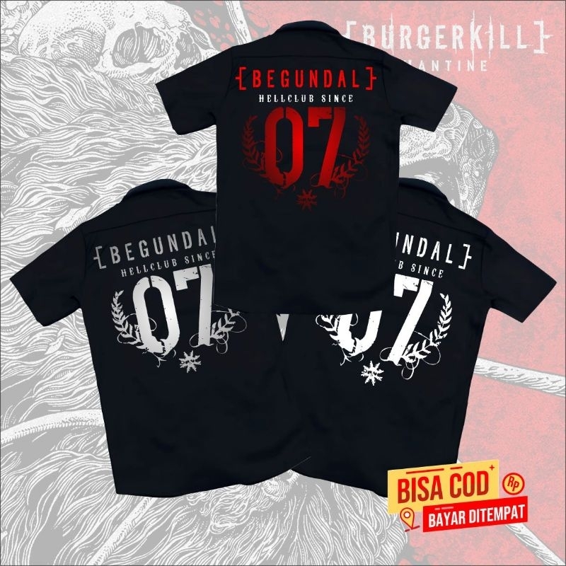 kemeja WORKSHIRT band BURGERKILL model terbaru distro original | kemeja pendek METAL band BURGERKILL