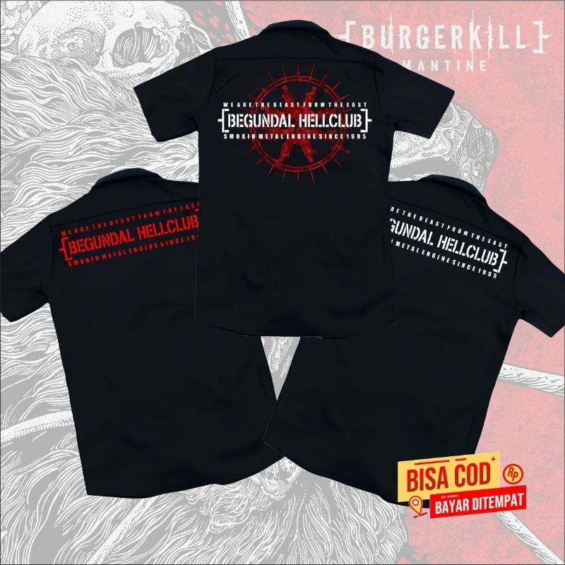 kemeja WORKSHIRT band BURGERKILL original distro - kemeja pendek BEGUNDAL HELLCLUB BURGERKILL origin