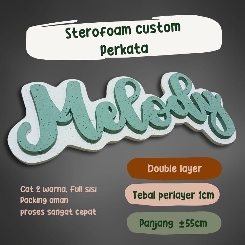 Custom Nama (1 kata) styrofoam dekorasi backdrop tasyakuran aqiqah,khitan,tedhak siten