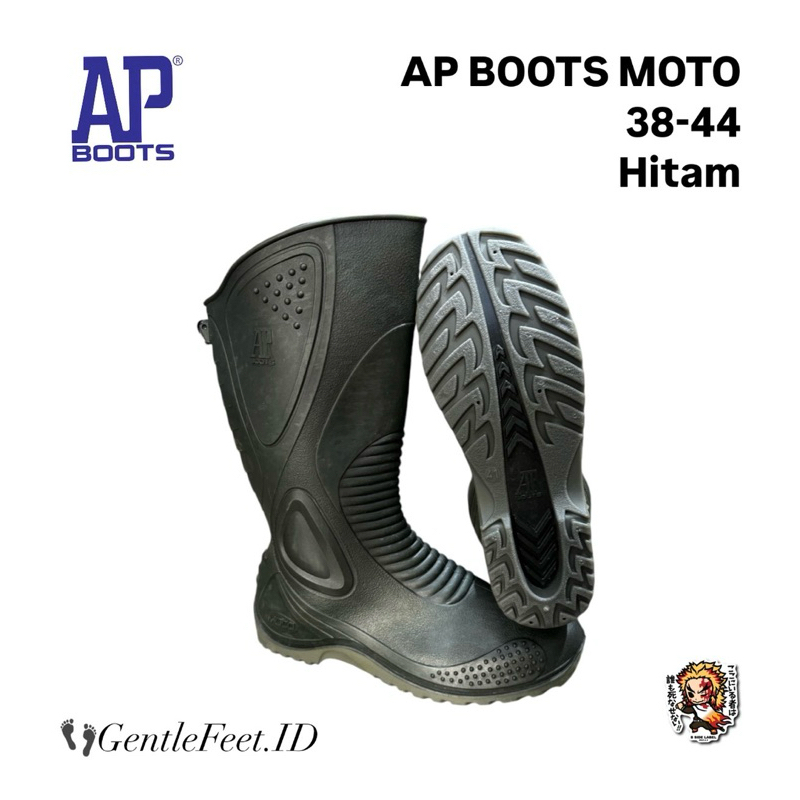 Sepatu BOOT AP Boots MOTO HITAM - Sepatu Boot PVC